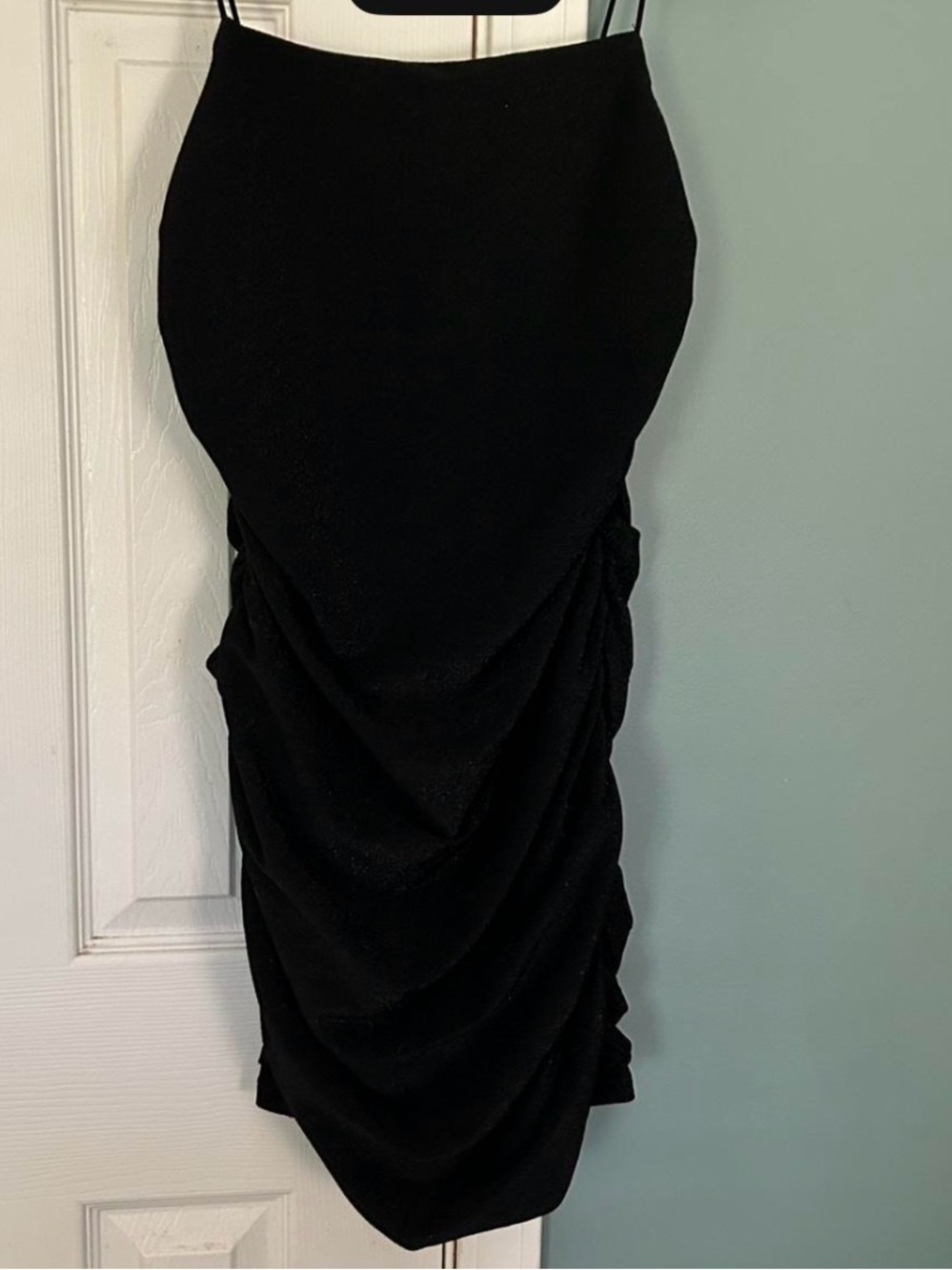 Black Ruched Midi Dress